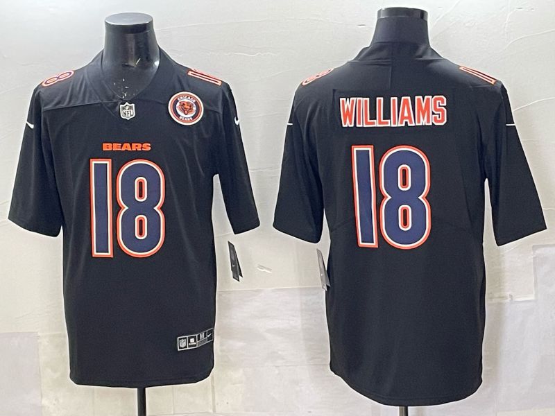 Men 2025 Nike Chicago Bears 18 Williams Black Limited NFL Jersey style 012